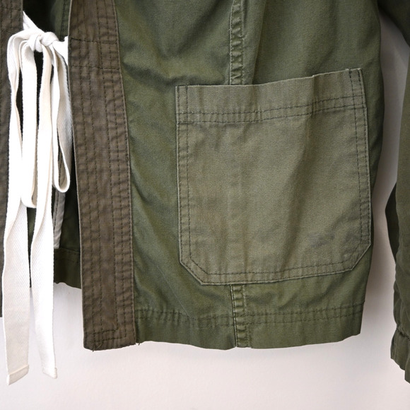 Life Nature Love Military Jacket Medium Army Green Safety Pin Patch Pockets - Picture 4 of 14